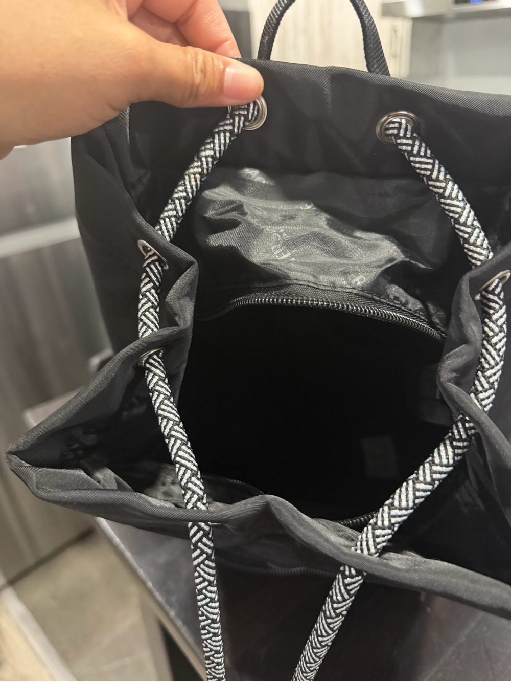 Versace Black Drawstring Backpack with Contrasting Rope - Picture 3 of 3